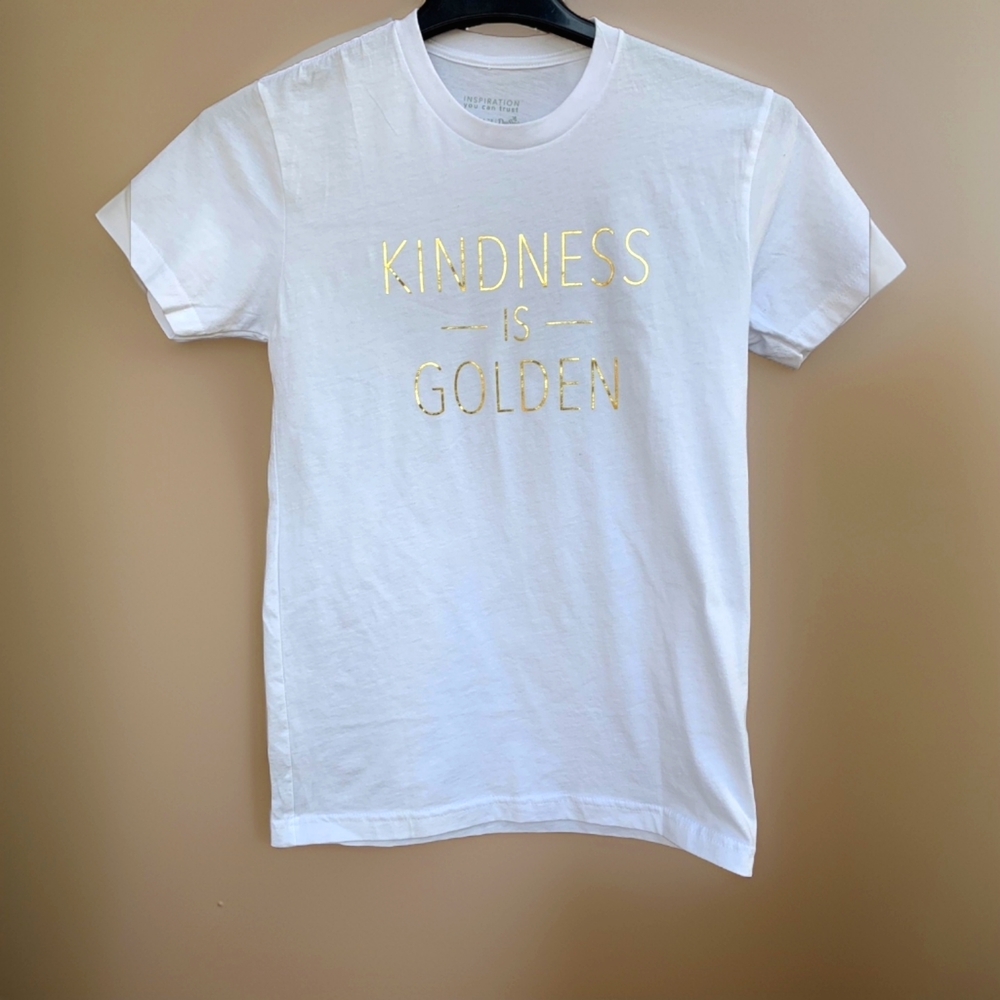 KINDNESS IS GOLDEN WOMENS INSPIRATIONAL PRINT TSHIRT SIZE XS